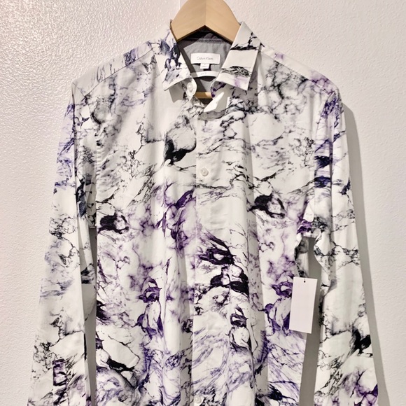 Calvin Klein Other - CALVIN KLEIN MARBLE PRINT BUTTON UP MENS SHIRT Sml